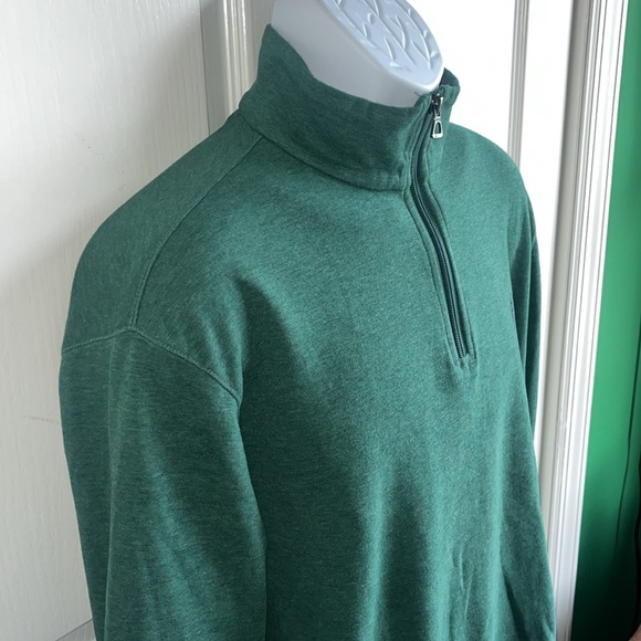 VEUC-LIKE NEW ~ Polo 1/4 Zip Pullover Men’s Medium Green (Jersey Polo SOFT!) - Picture 2 of 10